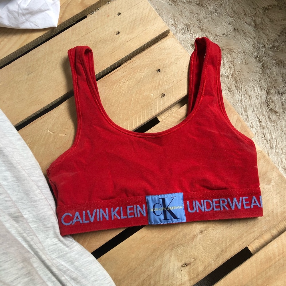 Red Calvin Klein bra